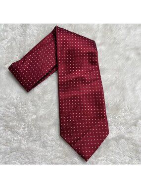 Paul Smith Men's Silk Tie Burgundy Red Micro Polka Dot Geometric Italy Designer